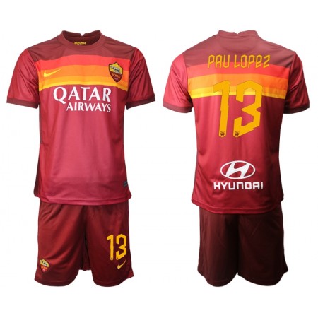 Billiga Fotbollströjor AS Roma Pau Lopez 13 Barn Hemma tröja 2020/21 Kortärmad